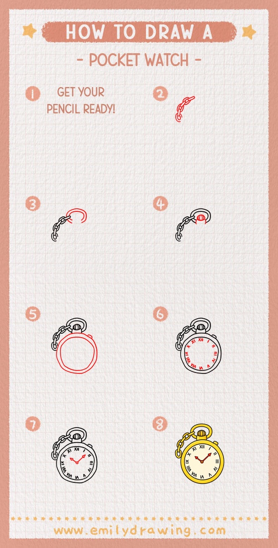 how to draw a pocket watch pinterest pin